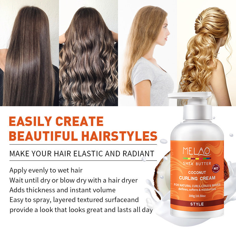 Melysia curly hair cream, curl defining cream, frizz control for curly hair, moisturizing curl cream, natural curly hair styling cream, curl enhancing hair product, cream for curly and coily hair