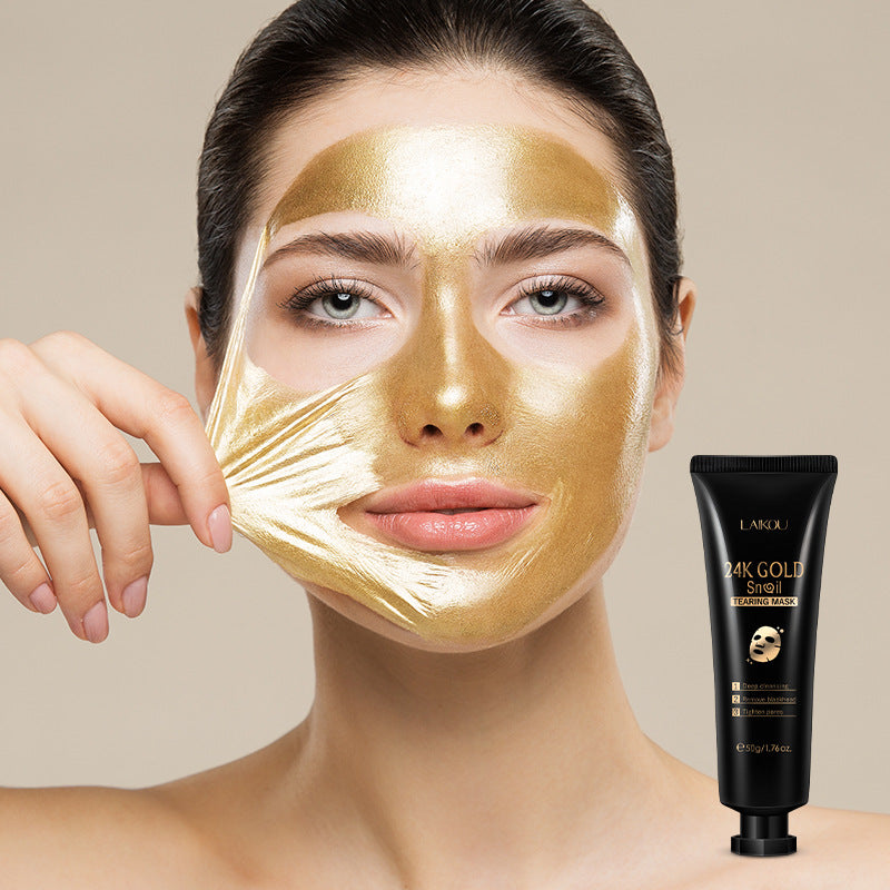 Gold foil peel-off mask, LAIKOU snail mask, Snail essence face mask, Peel-off mask for pore