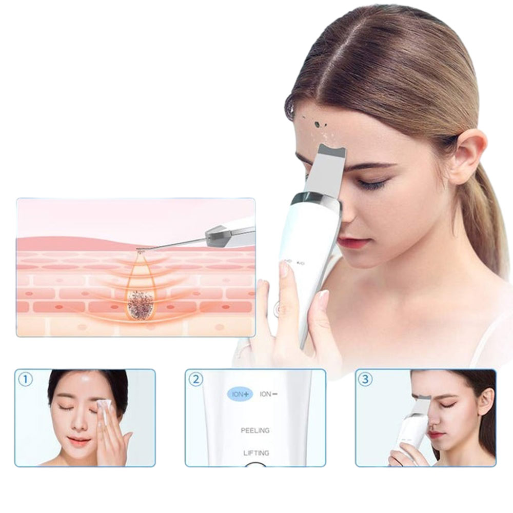 Ultrasonic Skin Scrubber for Deep Pore Cleansing, ultrasonic skin scrubber, deep pore cleansing device, facial skin scrubber, ultrasonic facial tool, pore cleansing device, skincare exfoliation tool, skin cleansing scrubber, at home facial device, ultrasonic skincare tool